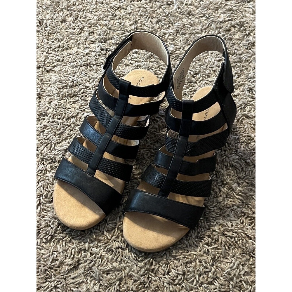 Rockport Women's Briah Gladiator‎ Wedge Sandal Breathable Black Size 7